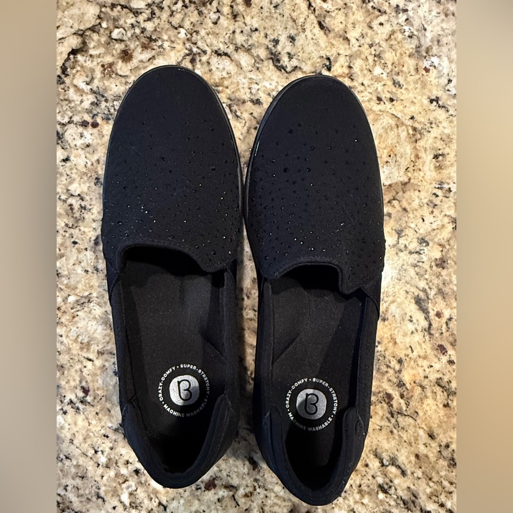 Black Comfort Slip-On Flats | Size 9 | Sparkle Detail